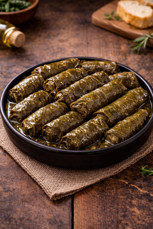 Grape leves with strained yogurt